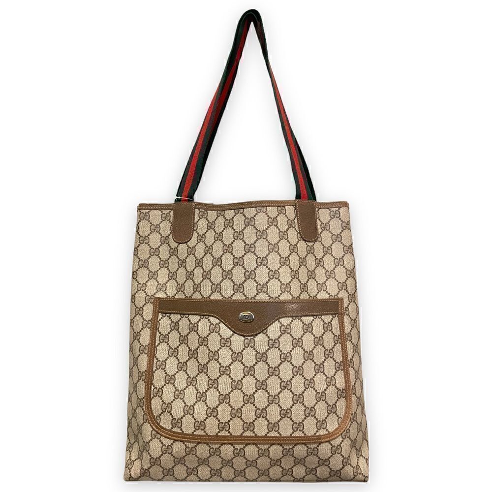 GUCCI GG Supreme Sherry Line Web Vertical Tote